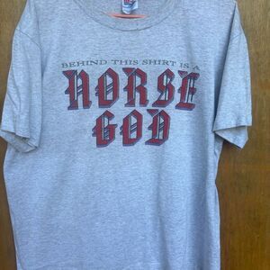 Vintage "Behind This Shirt Is A Norse God" - Grey T-shirt (L)